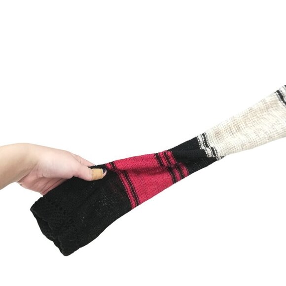 Free People Open Knit Tunic Hi Low Sweater Size S Striped Boho Bohemian Beige - Picture 12 of 15